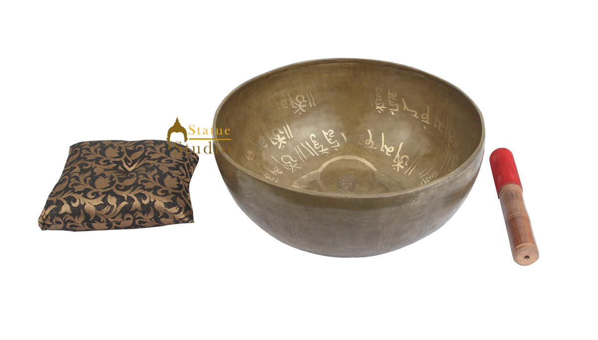 Tibetan Healing Buddha Engraved Hand Hammered Meditation Singing Bowl 11" - Image 4
