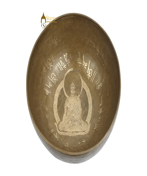 Tibetan Healing Buddha Engraved Hand Hammered Meditation Singing Bowl 11" - Image 2
