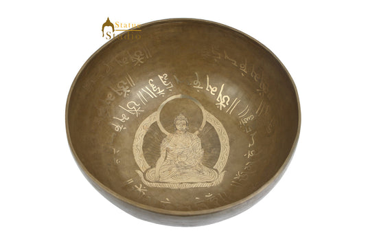 Tibetan Healing Buddha Engraved Hand Hammered Meditation Singing Bowl 11"