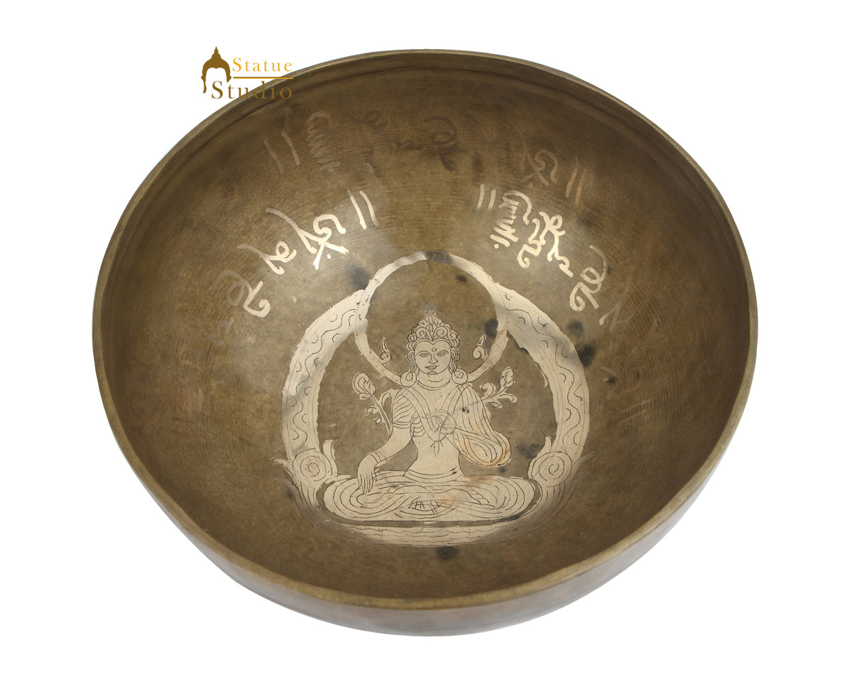 Tibetan Healing Manjushri Engraved Hand Hammered Meditation Singing Bowl 9" - Eco-friendly - Sama Homes