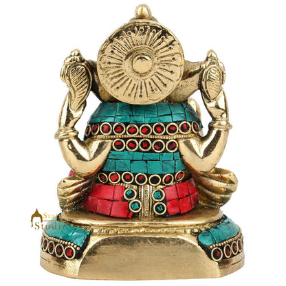 Brass Elephant God Lord Ganesh Ganpati Vinayak Idol Décor Lucky Gift Statue 5" by vendor-unknown - Hindu Gods (View 4)