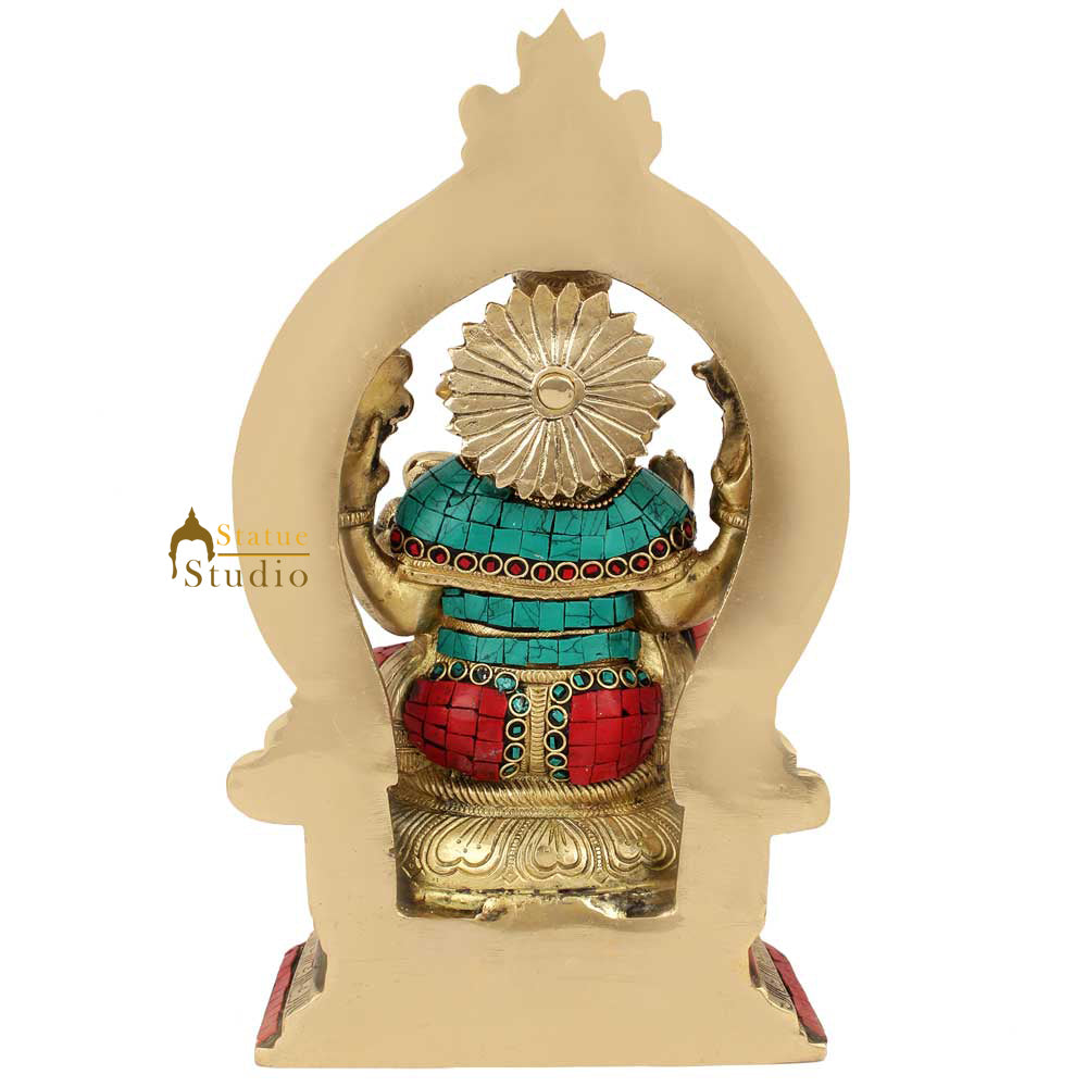 Brass Elephant God Lord Ganesha Ganpati Vinayak Idol Décor Lucky Gift Statue 11" - Image 4