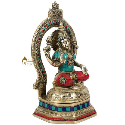 Indian Handmade Metal Goodess Of Wealth Lakshmi Murti Idol Statue Décor 11" by vendor-unknown - Hindu Gods (View 3)