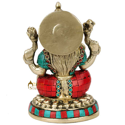 Indian Goddess Lakshmi Fine Inlay Work Idol Home Office Décor Statue 6" by vendor-unknown - Hindu Gods (View 5)