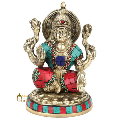 Indian Goddess Lakshmi Fine Inlay Work Idol Home Office Décor Statue 6" by vendor-unknown - Hindu Gods (View 3)