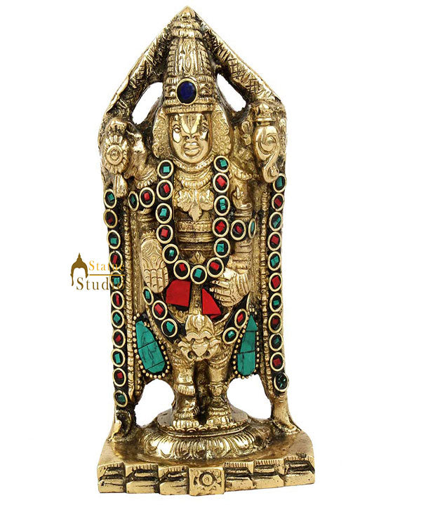 Brass Tirupathi Balaji Idol Stone Work For Home Decor 6 Inch