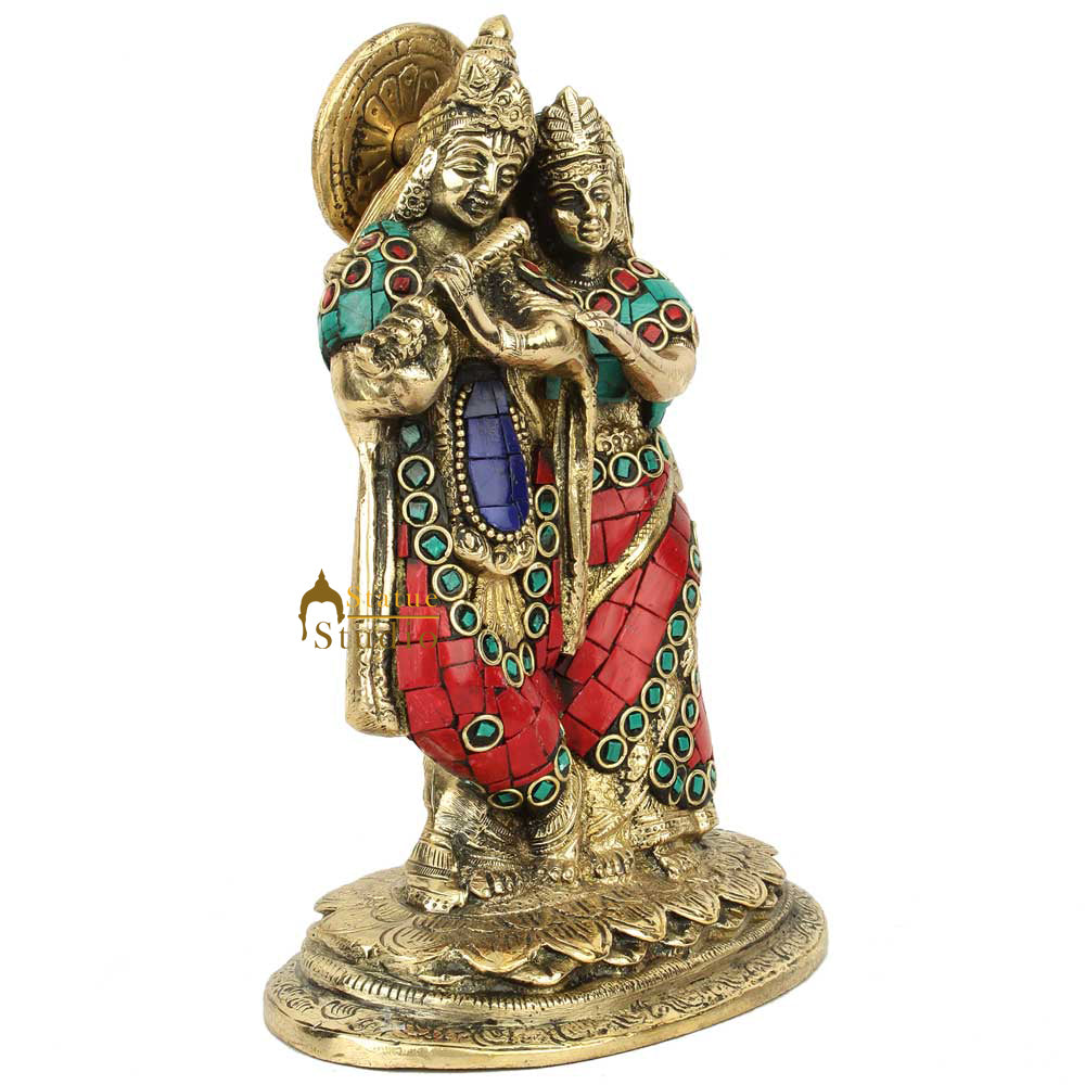 Hindu God Goddess Murli Manohar Radha Krishna Décor Gift Statue Idol Figurine 7" - Image 3