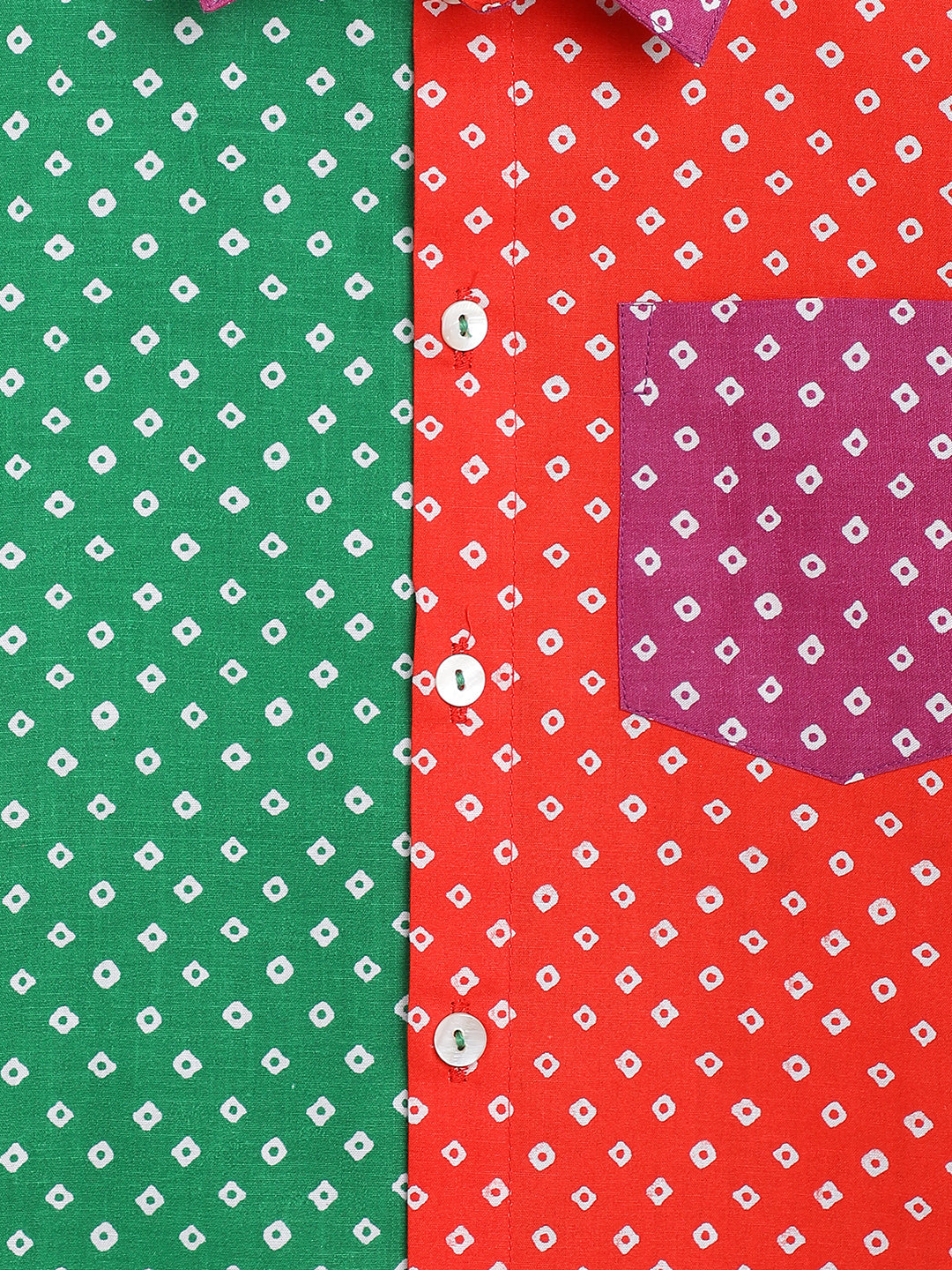 Boys Bandhani Panel Shirt-Multicolour - Image 4