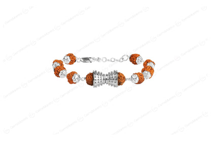 Original 5 Mukhi Rudraksha Silver Damru Bracelet for Kids with Certificate by SAMAHealing - Sustainable Living (View 5)