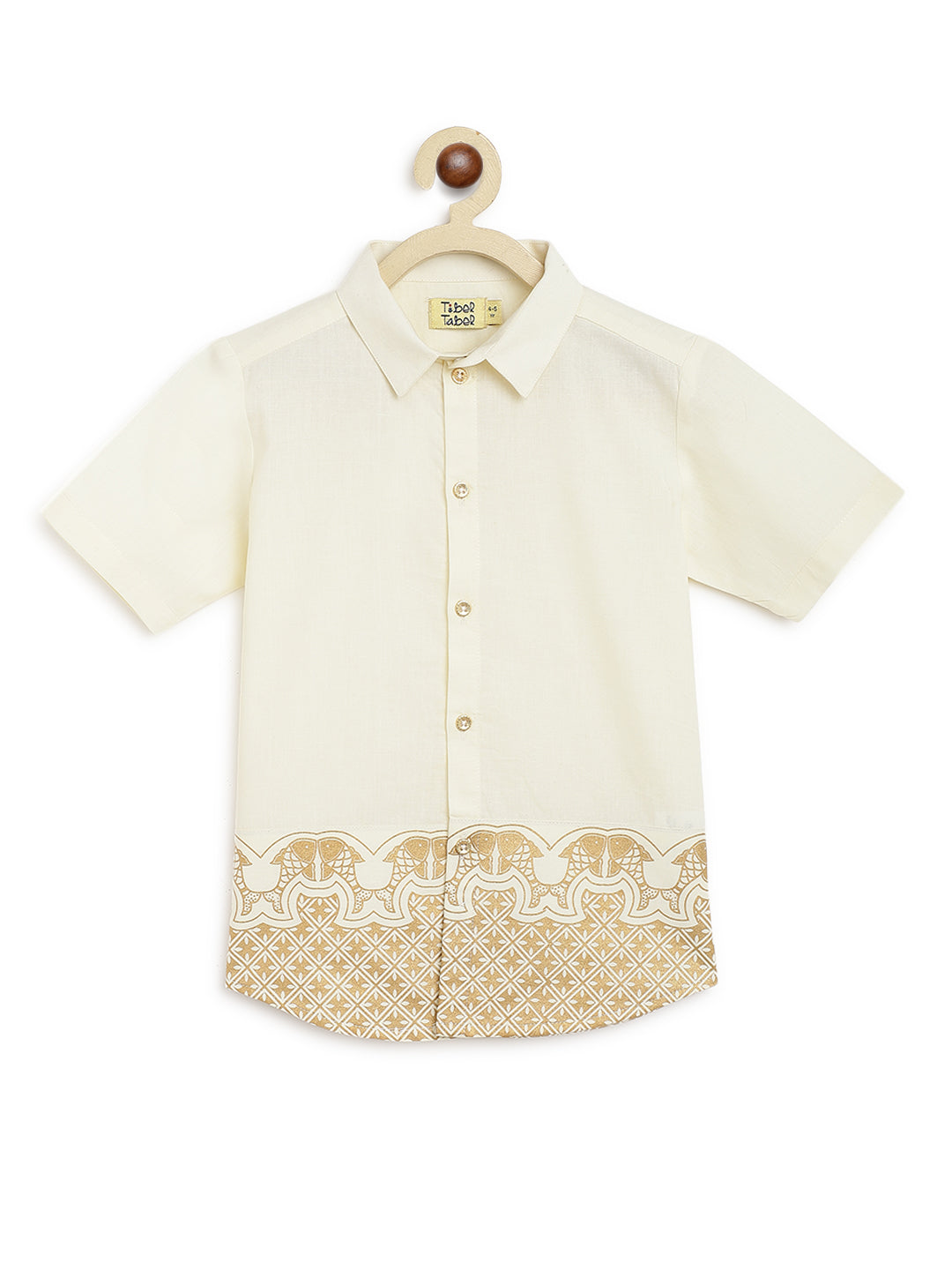 3 Pc Mundu Dhoti Shirt Set-Cream - Image 3