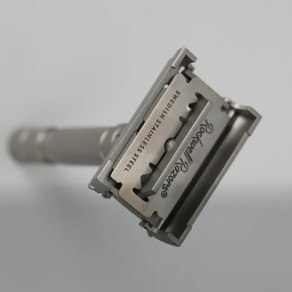 Rockwell T2 Adjustable Twist-To-Open Stainless Steel DE Safety Razor - Matte Silver by Rockwell - Adjustable Double Edge Safety Razors (View 3)