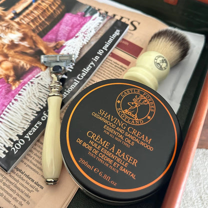 Luxury Shave Cream, Cedarwood & Sandalwood Essential Oil, 6.8 fl.oz / 200ml by Castle Forbes - Shave Cream (View 3)