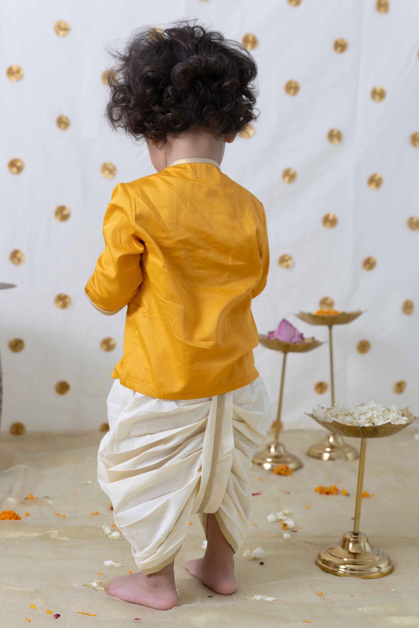Baby Boy Ganesha Dhoti Set - Yellow