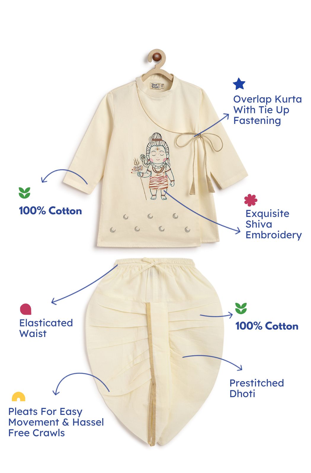 Shiv Dhoti Kurta Set - Cream