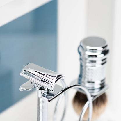 Merkur Shaving Set with MK-39001 Razor, Silver Tip Badger Brush and Curved 3-piece Stand, Chrome by Merkur - Gift Sets & Kits (View 2)