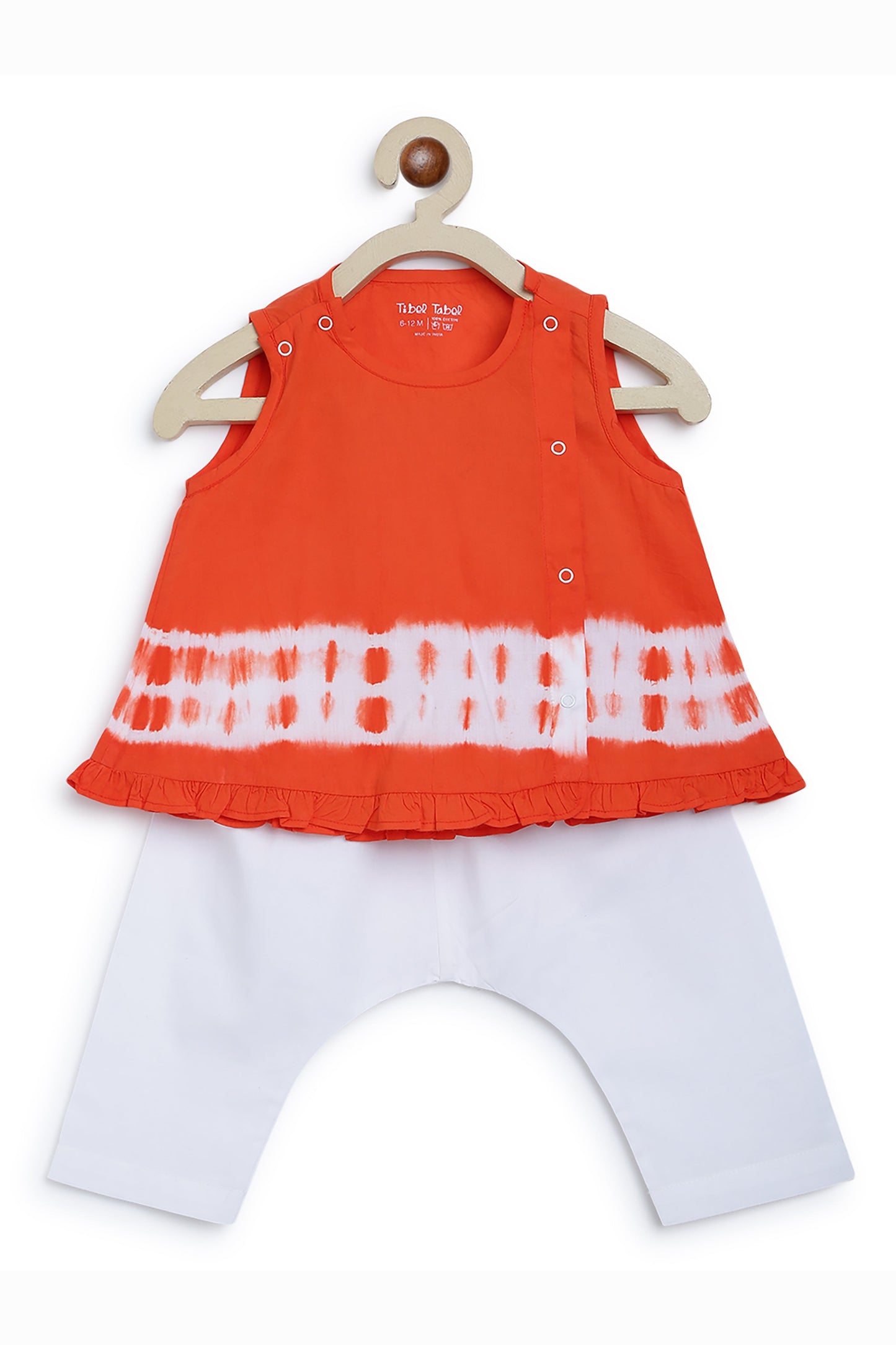 Baby Girl Tie Dye Jhabla Set - Orange