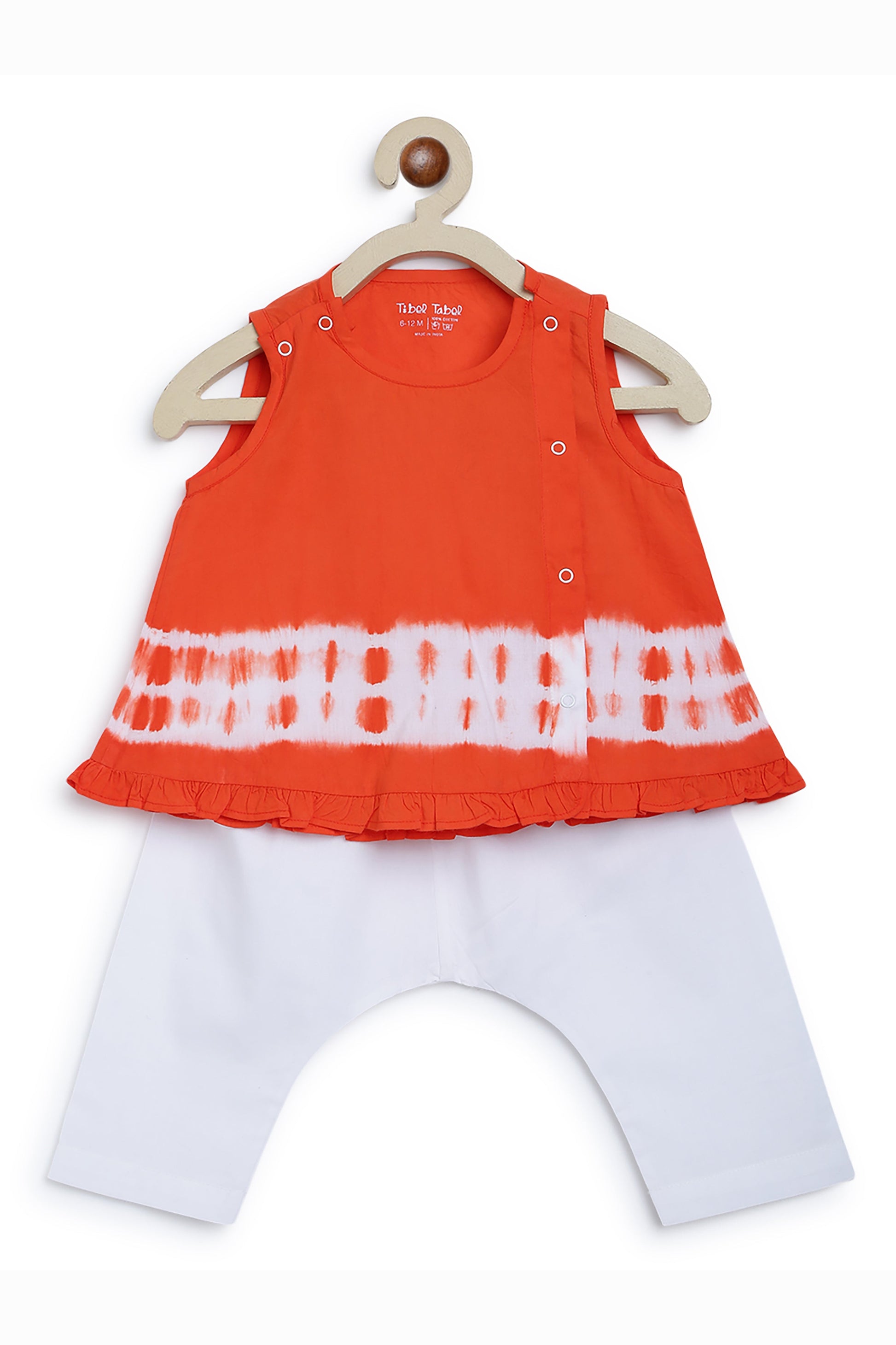 Baby Girl Tie Dye Jhabla Set - Orange - Image 5