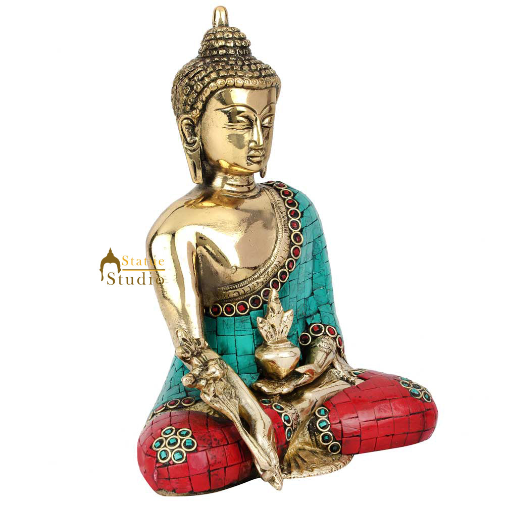 Chinese Tibet Buddhist Bodhisattva Medicine Buddha Lucky Décor Gift Statue 8" - Image 4