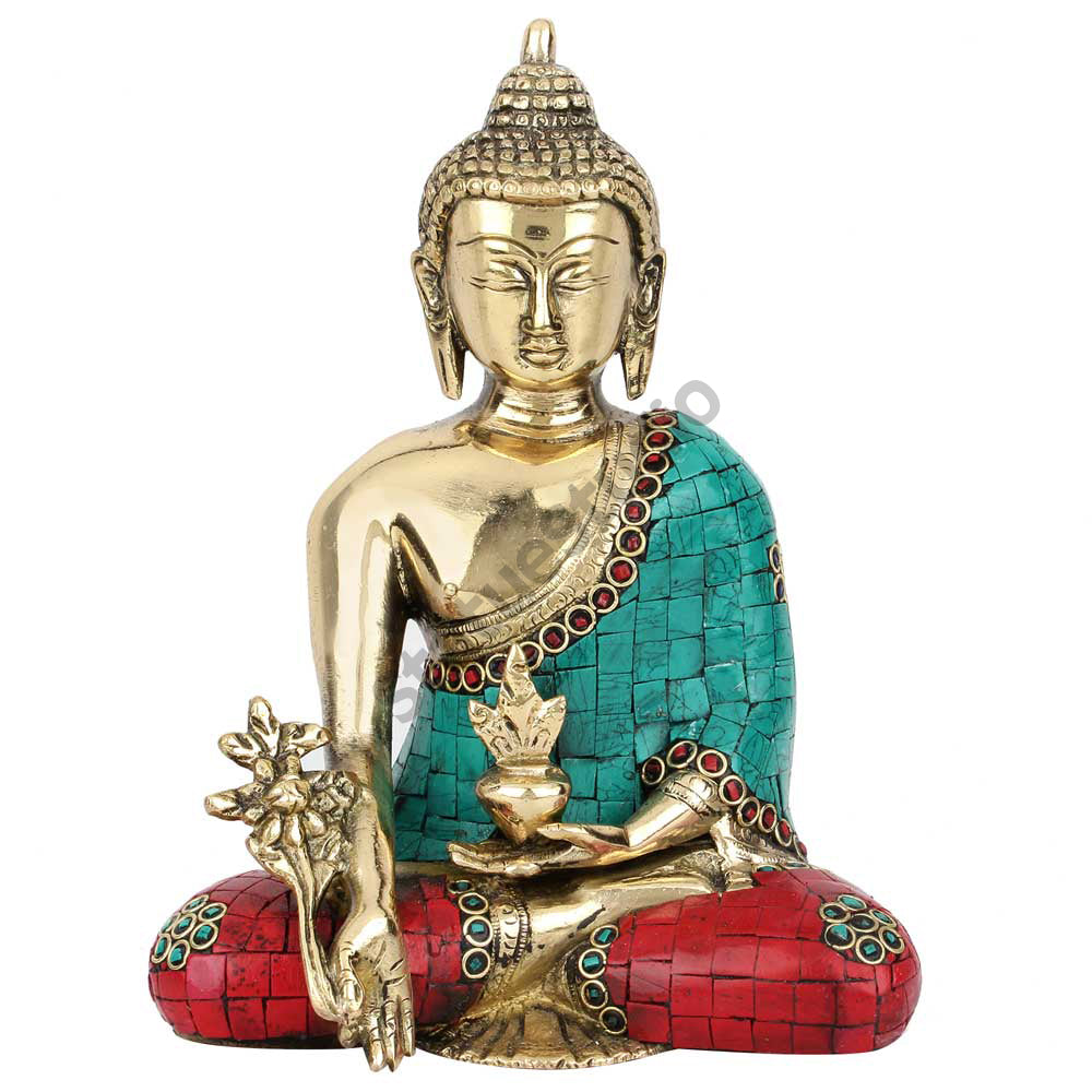 Chinese Tibet Buddhist Bodhisattva Medicine Buddha Lucky Décor Gift Statue 8"