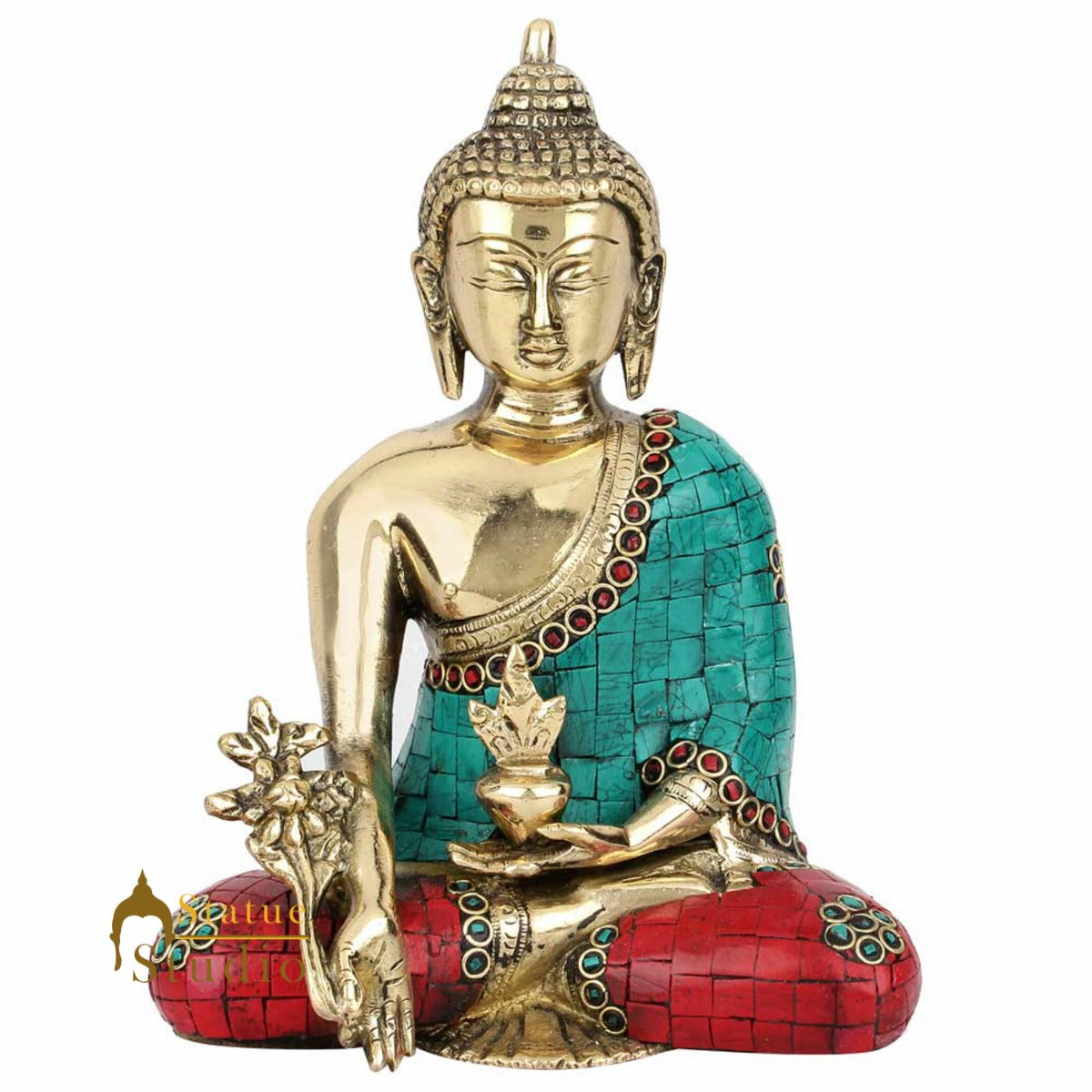 Chinese Tibet Buddhist Bodhisattva Medicine Buddha Lucky Décor Gift Statue 8" - Image 3