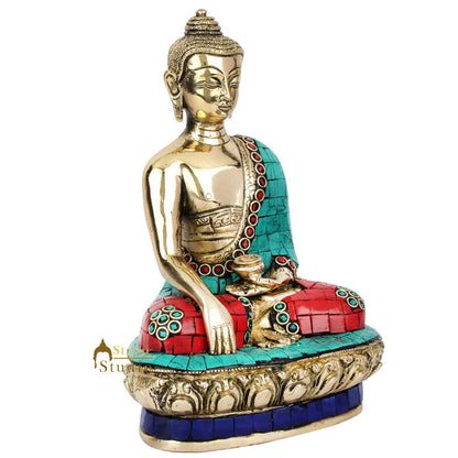 Earth Touching Shakyamuni Buddha Sitting On Base Inlay Décor Gift Showpiece 8" by vendor-unknown - Buddha (View 3)