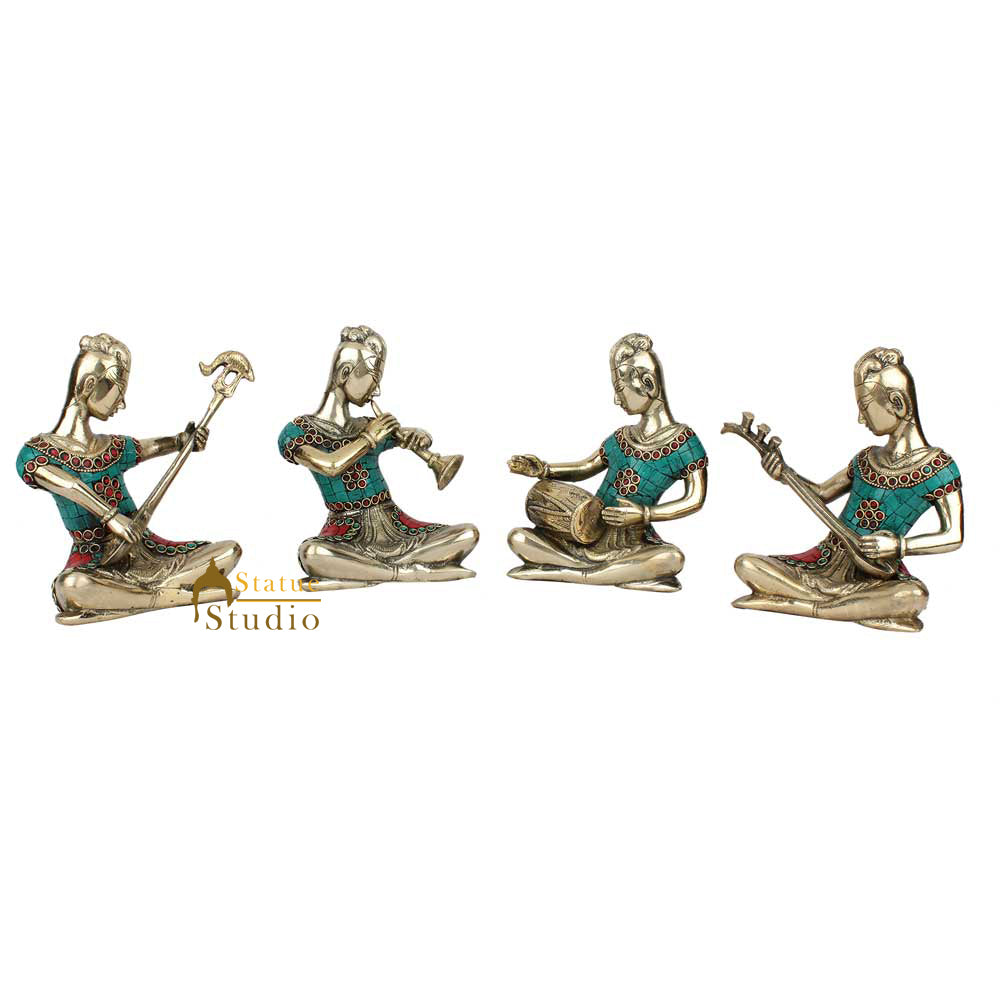 Handmade 4 pcs Musical Set Inlay Showpiece Home Table Décor Gift Statue 6" - Image 2