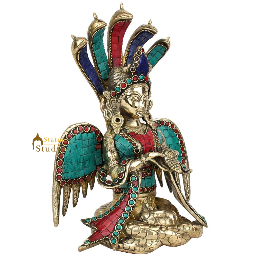 Indian Brass Serpent Lady Naga Naag Kanya Feng Shui Vastu Décor Gift Statue 11"