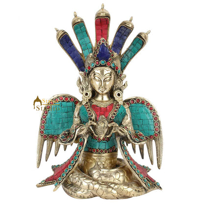 Indian Brass Serpent Lady Naga Naag Kanya Feng Shui Vastu Décor Gift Statue 11" by vendor-unknown - Hindu Gods (View 2)