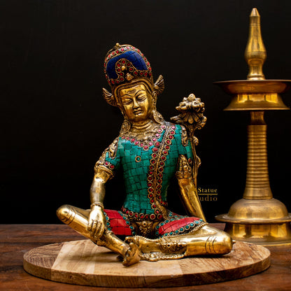 Indian Handicraft Religious FengShui Vastu Decor Lord Indra Dev Inlay Statue 10" by vendor-unknown - Hindu Gods
