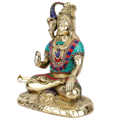 Brass Handmade Lord Shiva Statue Stone Work 1 Feet by vendor-unknown - Hindu Gods (View 4)