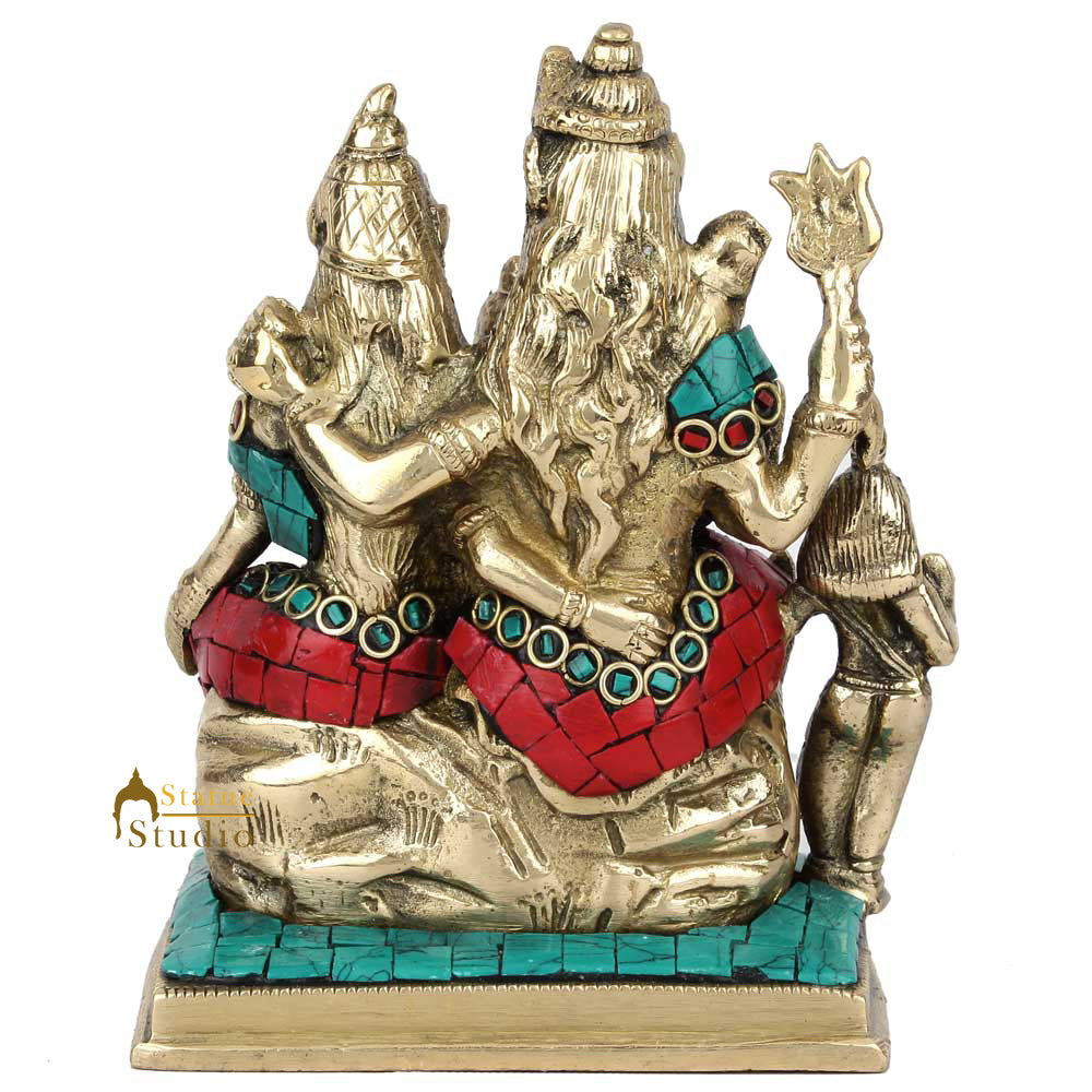 Brass Complete Shiv Parivar Idol Stone Work For Home Temple Decor 6" - Image 5