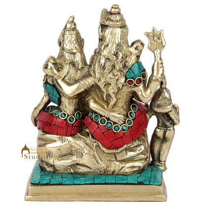 Brass Complete Shiv Parivar Idol Stone Work For Home Temple Decor 6" by vendor-unknown - Hindu Gods (View 5)