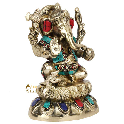 Indian God Ganpati Ganesha Wedding Diwali Corporate Gift Decor Inlay Statue 7" by vendor-unknown - Hindu Gods (View 3)
