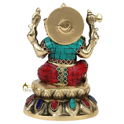 Indian God Ganpati Ganesha Wedding Diwali Corporate Gift Decor Inlay Statue 7" by vendor-unknown - Hindu Gods (View 4)