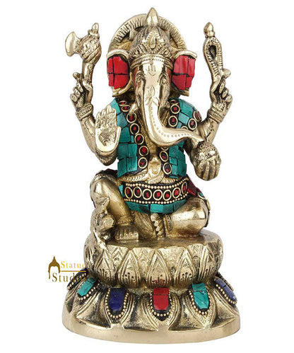 Indian God Ganpati Ganesha Wedding Diwali Corporate Gift Decor Inlay Statue 7" by vendor-unknown - Hindu Gods