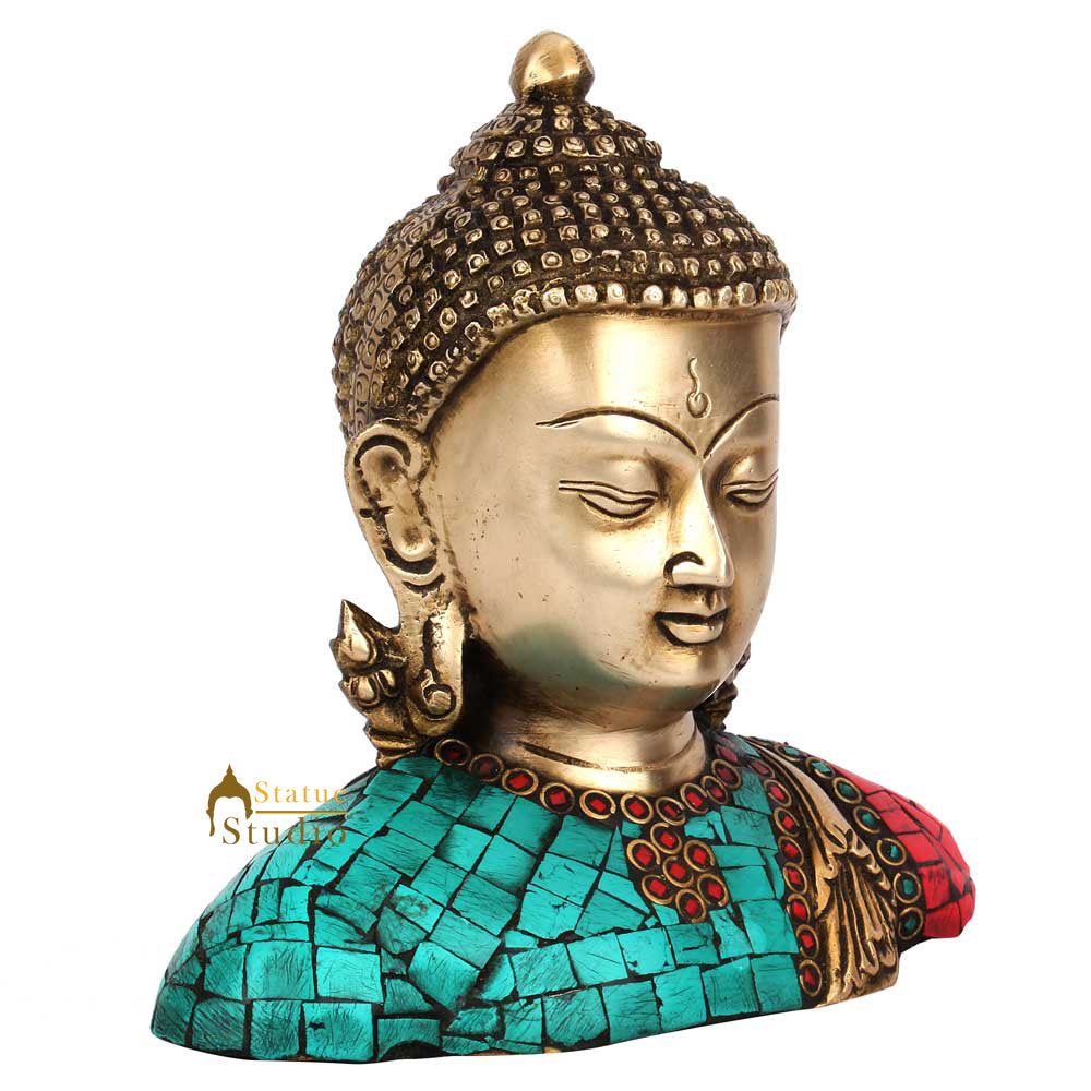 Brass Buddha Bust Idol Décor Showpiece 7 Inch