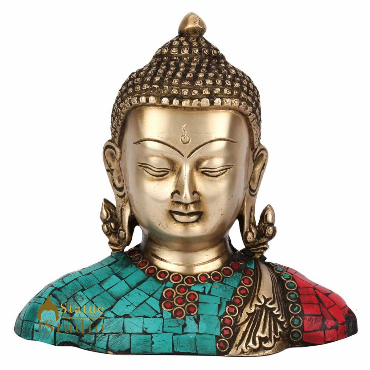 Brass Buddha Bust Idol Décor Showpiece 7 Inch - Image 3