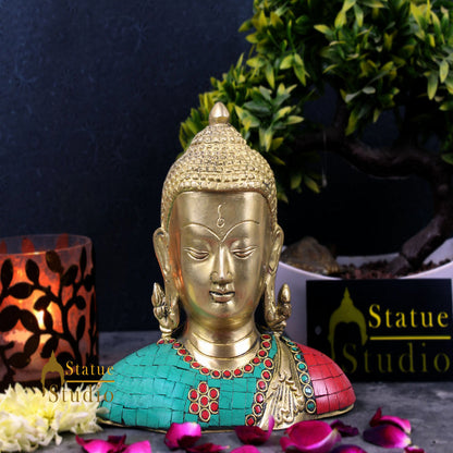 Brass Buddha Bust Idol Décor Showpiece 7 Inch by vendor-unknown - Buddha