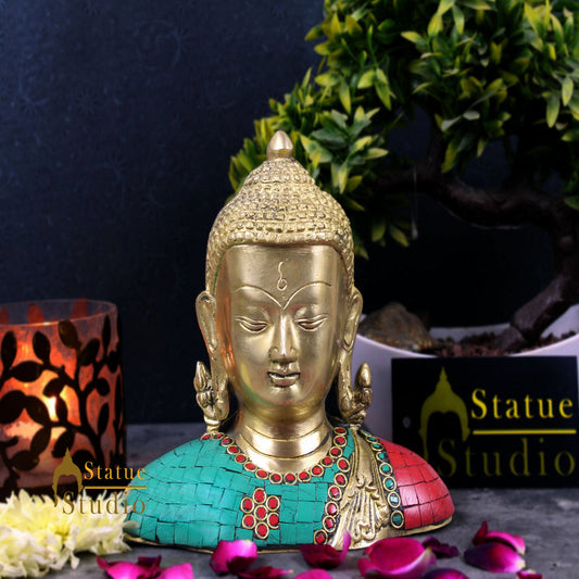 Brass Buddha Bust Idol Décor Showpiece 7 Inch