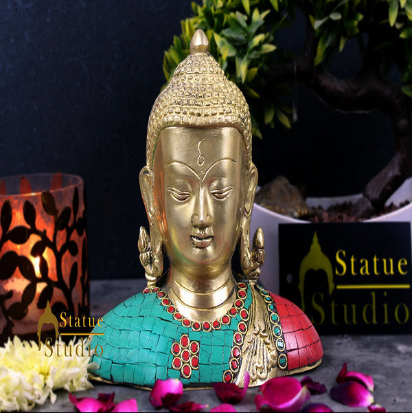 Brass Buddha Bust Idol Décor Showpiece 7 Inch