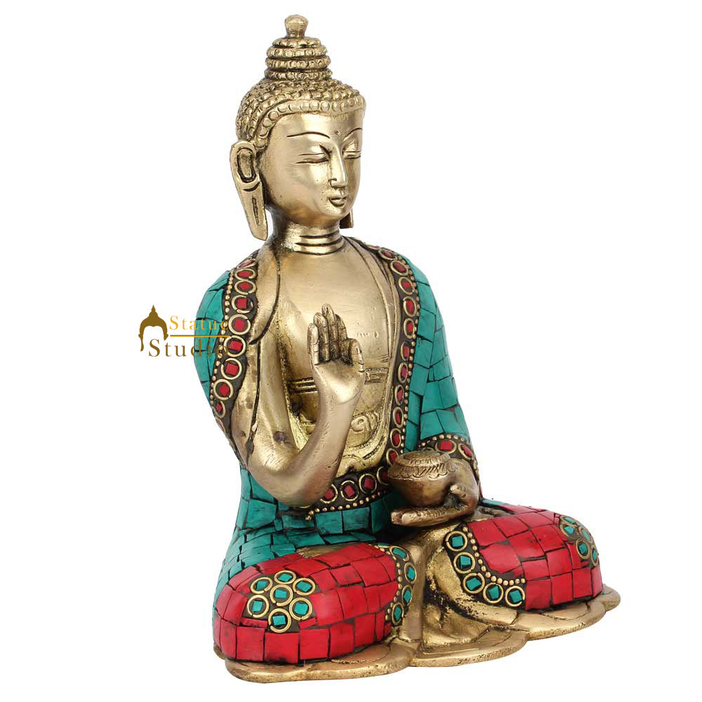 Buddhist Lord Buddha Corporate Gift Showpiece Inlay Décor Gift Statue Idol 6"