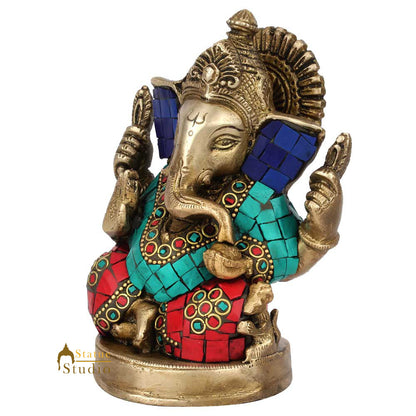 Multicolor Diwali Wedding Gift Ganesh Ganpati Inlay Idol Lucky Décor Statue 5" by vendor-unknown - Hindu Gods (View 3)