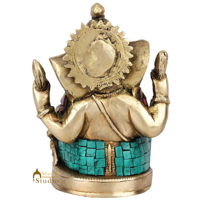 Multicolor Diwali Wedding Inlay Gift Ganesh Ganpati Idol Lucky Décor Statue 5" by vendor-unknown - Hindu Gods (View 4)