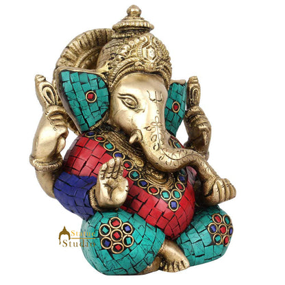 Indian Diwali Corporate Wedding Gift Crown Ganesh Idol Inlay Statue Figurine 6" by vendor-unknown - Hindu Gods (View 3)
