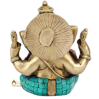 Indian Diwali Corporate Wedding Gift Crown Ganesh Idol Inlay Statue Figurine 6" by vendor-unknown - Hindu Gods (View 4)