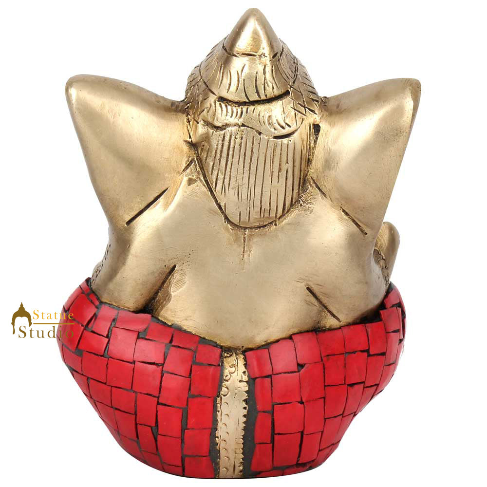 Indian Diwali Corporate Wedding Gift Ganesh Ganpati Idol Inlay Statue Murti 4" - Image 5