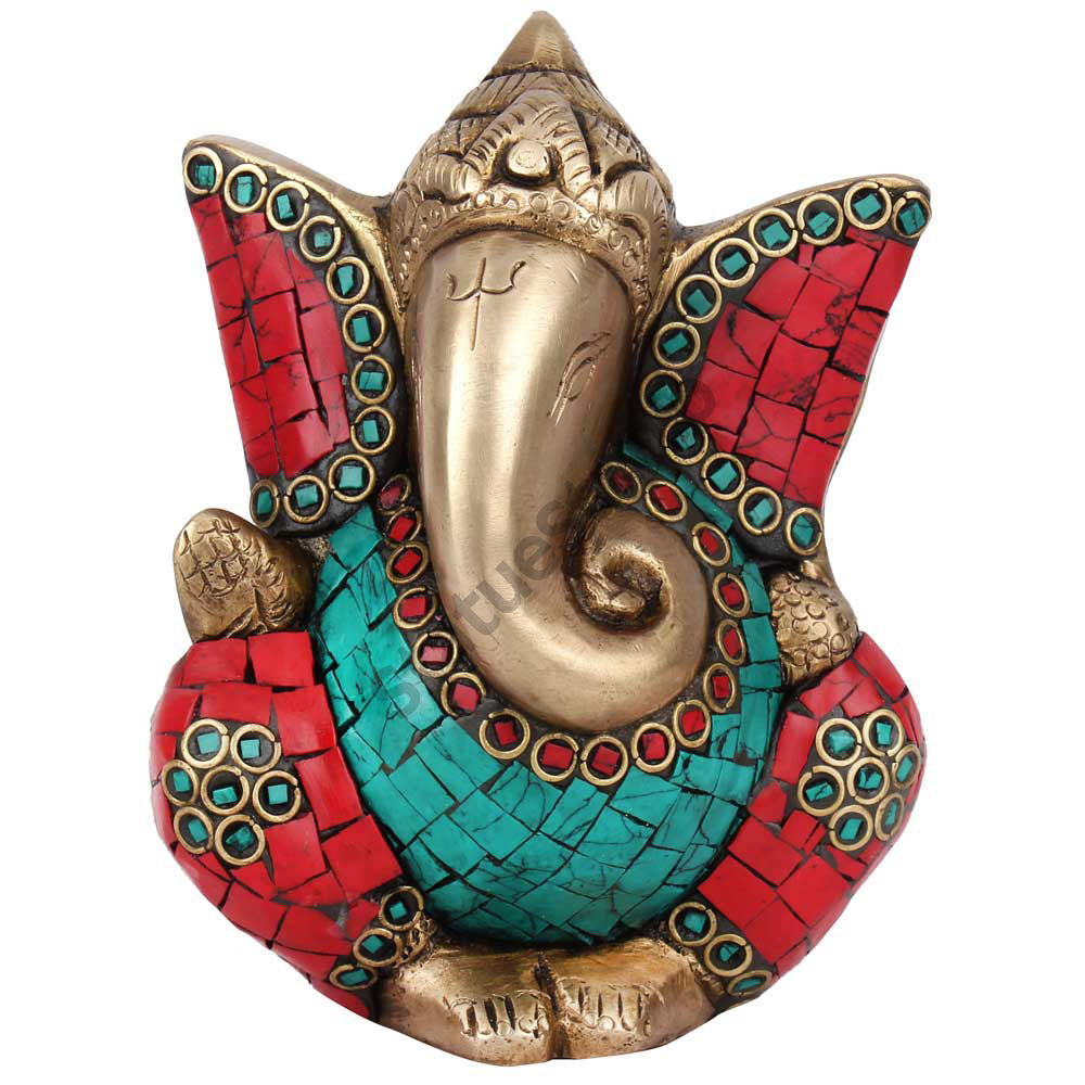 Indian Diwali Corporate Wedding Gift Ganesh Ganpati Idol Inlay Statue Murti 4" - Image 2
