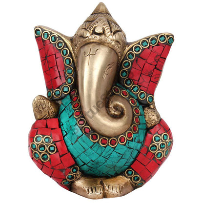 Indian Diwali Corporate Wedding Gift Ganesh Ganpati Idol Inlay Statue Murti 4" by vendor-unknown - Hindu Gods (View 2)