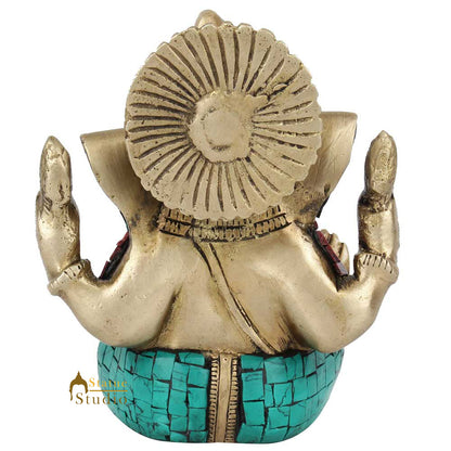 Indian Diwali Corporate Wedding Gift Crown Ganesh Idol Inlay Statue Figurine 5" by vendor-unknown - Hindu Gods (View 4)