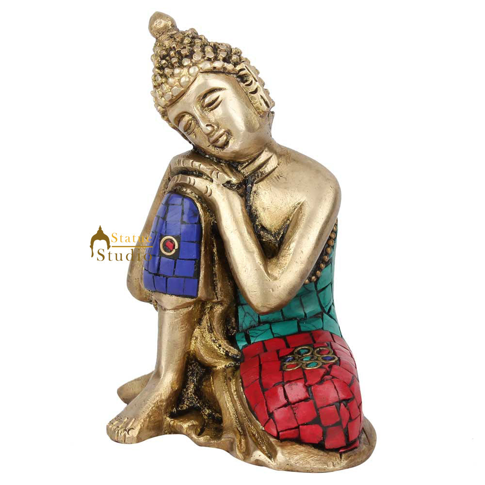 Miniature Lucky Corporate Gift Thinking Buddha Idol Décor Statue Showpiece 4" - Image 4